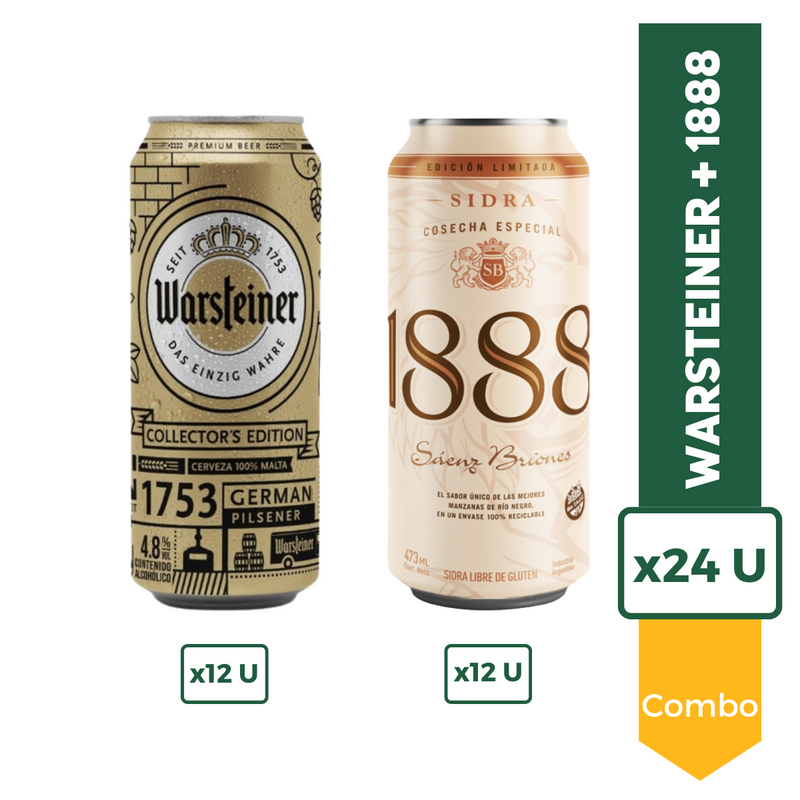 Warsteiner Rubia Lata 473ml x12 + Sidra 1888 Lata 473ml x12