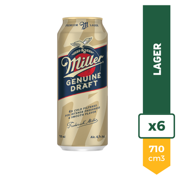 Cerveza Miller Genuine Draft 710ml x6