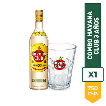 Combo Havana Club 3 Años + Vaso