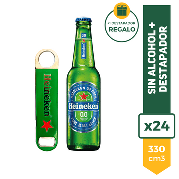 Cerveza Heineken 0.0 330ml x24 + Destapador