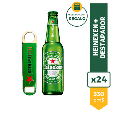 Cerveza Heineken Original 330ml x24 + Destapador